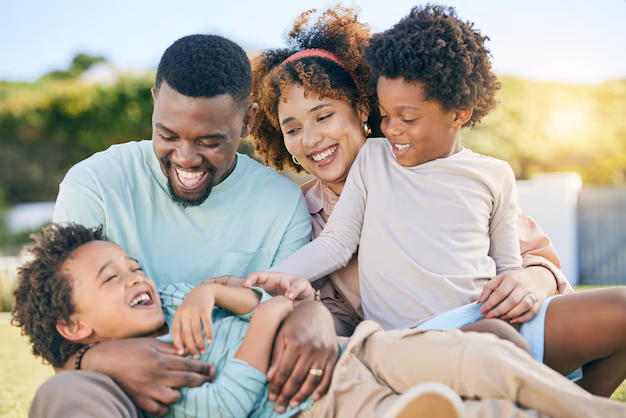 Happy family with healthcare coverage